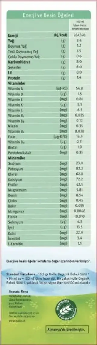 Holle Organik 1 Keçi Bebek Sütü 0-6 Ay 400 gr