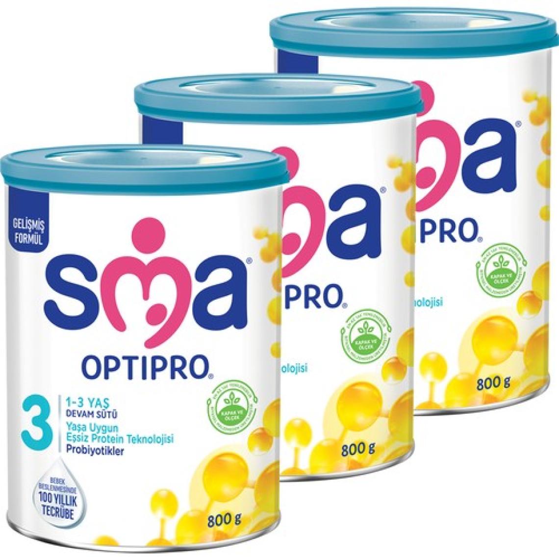 SMA Optipro Probiyotikli 3 1-3 Yaş Bebek Sütü 800 gr x 3 Adet