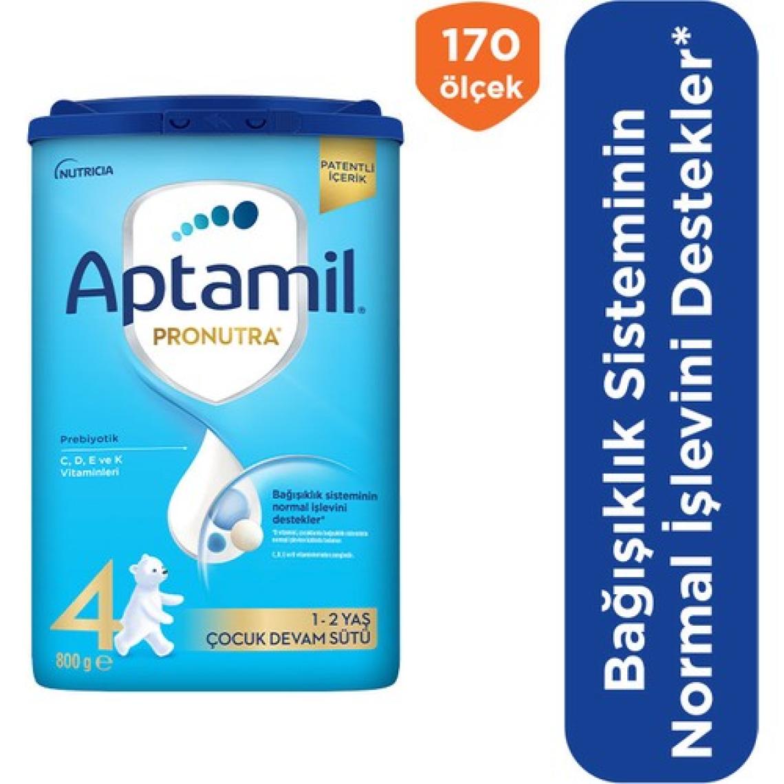 Aptamil Toz Devam Sütü 800 gr 4 Yaş Üzeri Prebiyotik ve Probiyotik İçerikli 11 Vitamin 10 Mineral Destekli Türkiye Menşeli