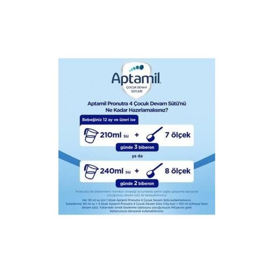 Aptamil Toz Devam Sütü 800 gr 4 Yaş Üzeri Prebiyotik ve Probiyotik İçerikli 11 Vitamin 10 Mineral Destekli Türkiye Menşeli