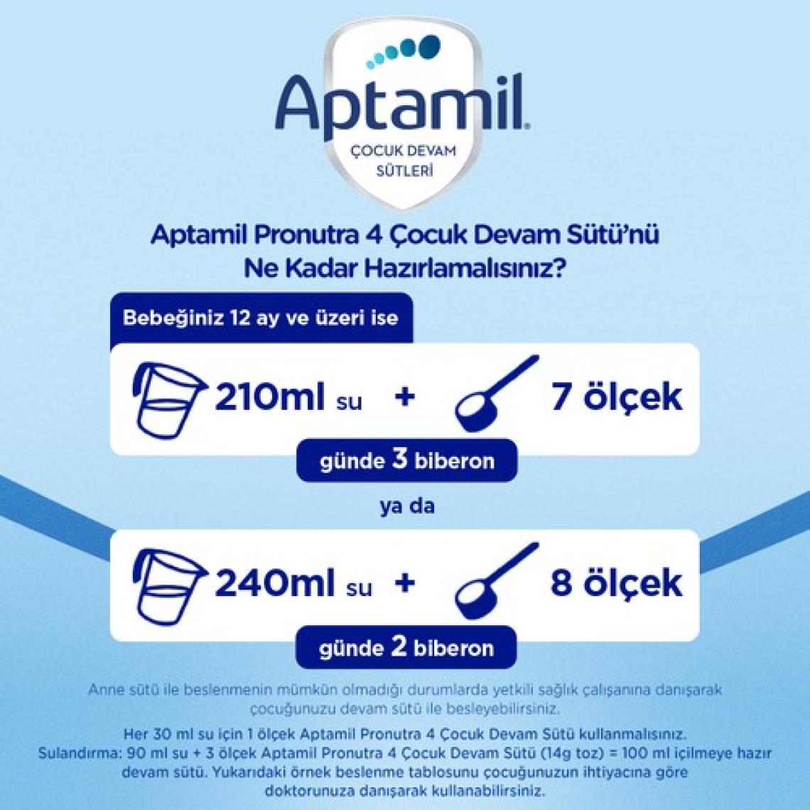 Aptamil Toz Devam Sütü 800 gr 4 Yaş Üzeri Prebiyotik ve Probiyotik İçerikli 11 Vitamin 10 Mineral Destekli Türkiye Menşeli