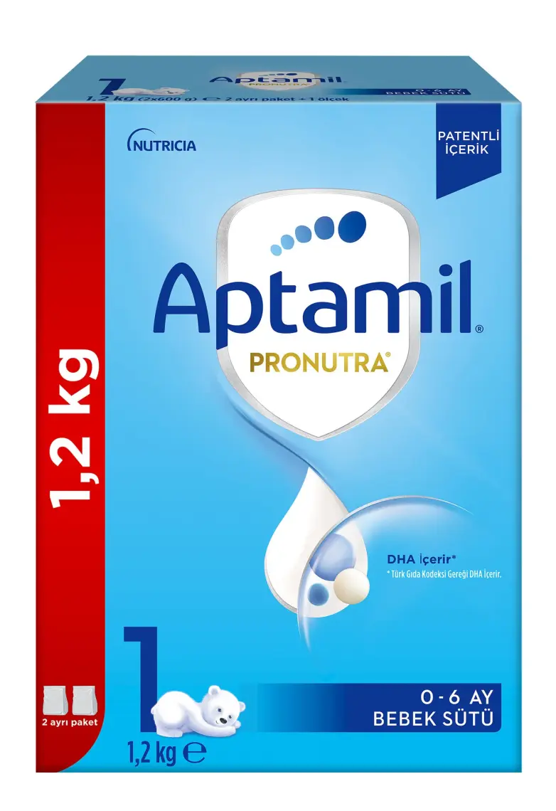 Aptamil Toz Devam Sütü 1200 gr 0-6 Ay Sütlü DHA ve Gelişmiş İçerik ile Zenginleştirilmiş Bebek Maması Türkiye Menşeli