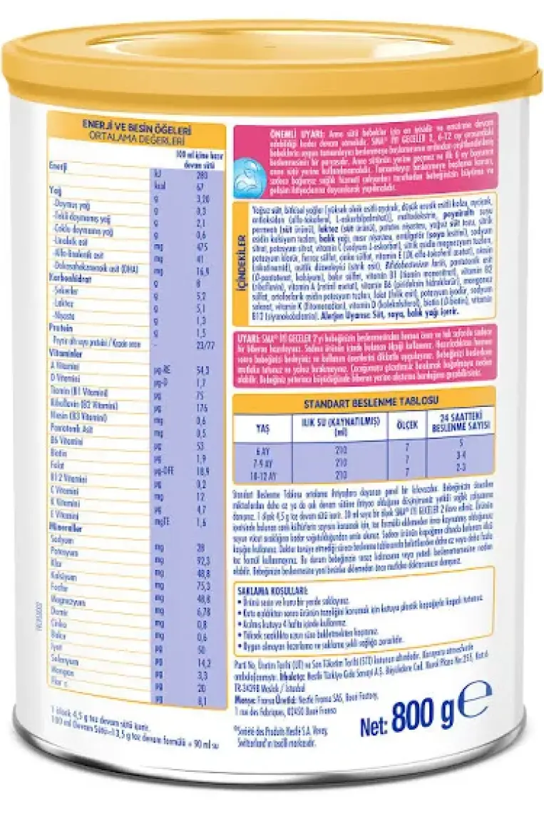 SMA İyi Geceler 2 800 gr 6-12 Ay Devam Sütü