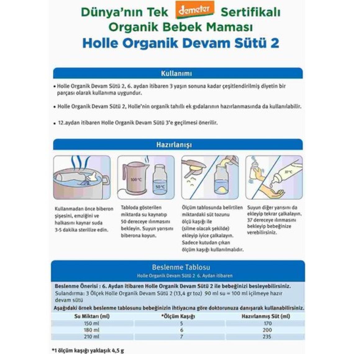 Holle Organik 2 Bebek Devam Sütü Formülü 600 gr