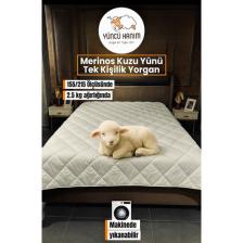 Yüncü Hanım Tek Kişilik Merinos Kuzu Yünü Yorgan (%100 Saf Merinos Kuzu Yünü) 155 x 215 cm