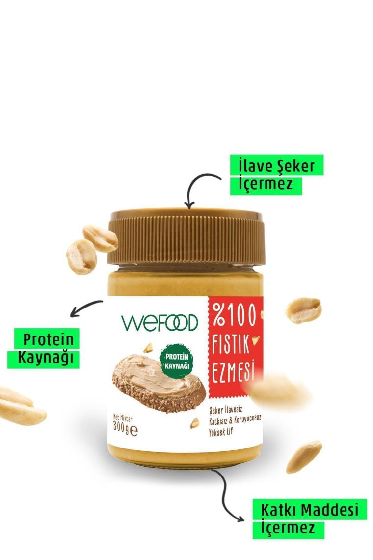 Şekersiz Sade %100 Fıstık Ezmesi 300 gr (Fıstık Parçacıklı).