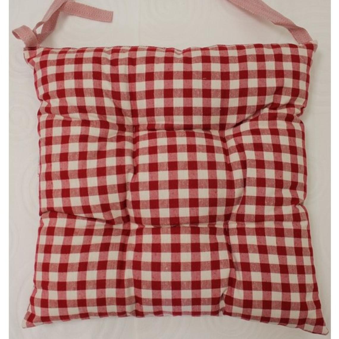 Tropik Home Ekose Desen Kırmızı Renk Pufidik Silikon Dolgulu Çökme Yapmaz 40 x 40 cm Kare Sandalye Minderi