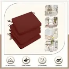 Canvas Tekli  Bordo Sıvı Geçirmez Leke Tutmaz Fermuarlı Bağcıklı Sandalye Minderi 40 x 40 cm