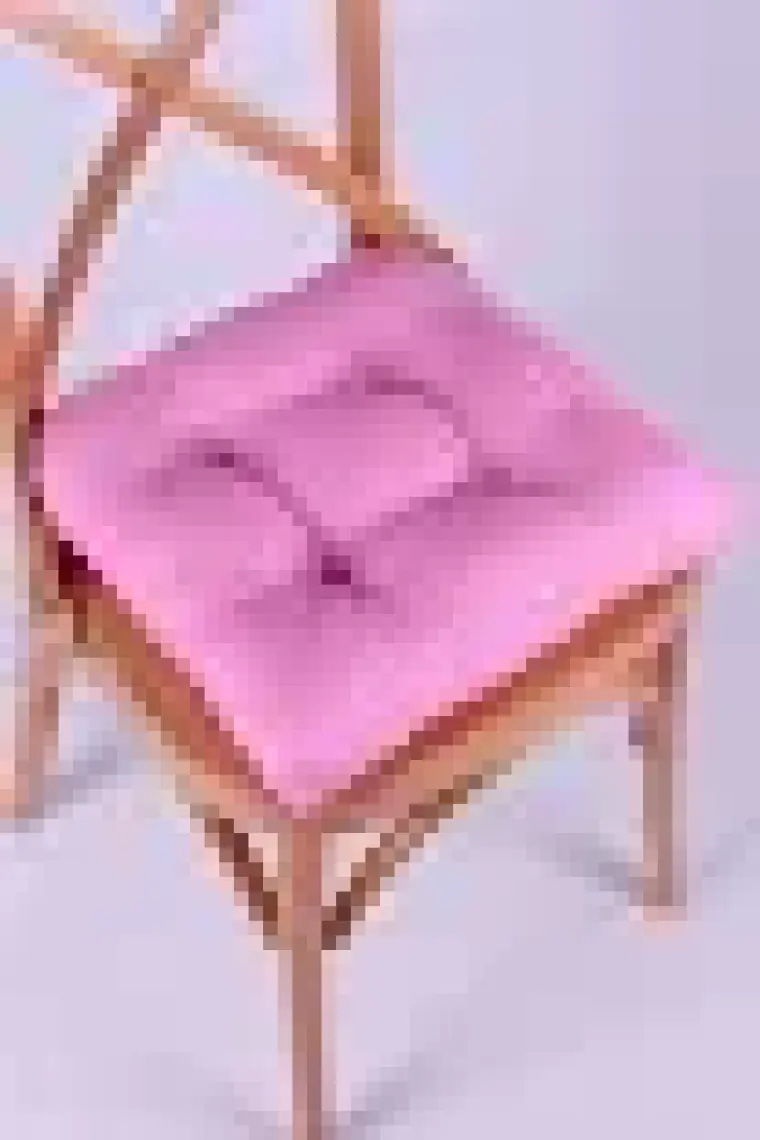 Lina Pembe Pofidik Sandalye Minderi Özel Dikişli Bağcıklı 40X40Cm