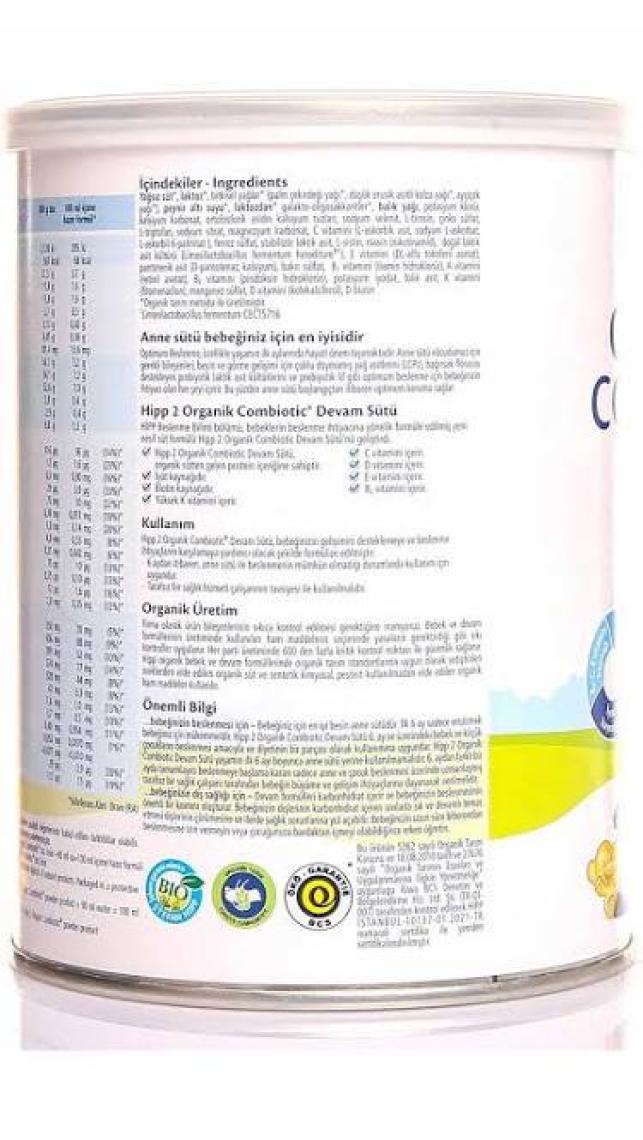 Hipp 2 Organik Combiotic Bebek Maması 350 gr – 6-12 Ay için Sütlü, Omega-3 ve Omega-6 ile Prebiyotik Probiyotik Destekli
