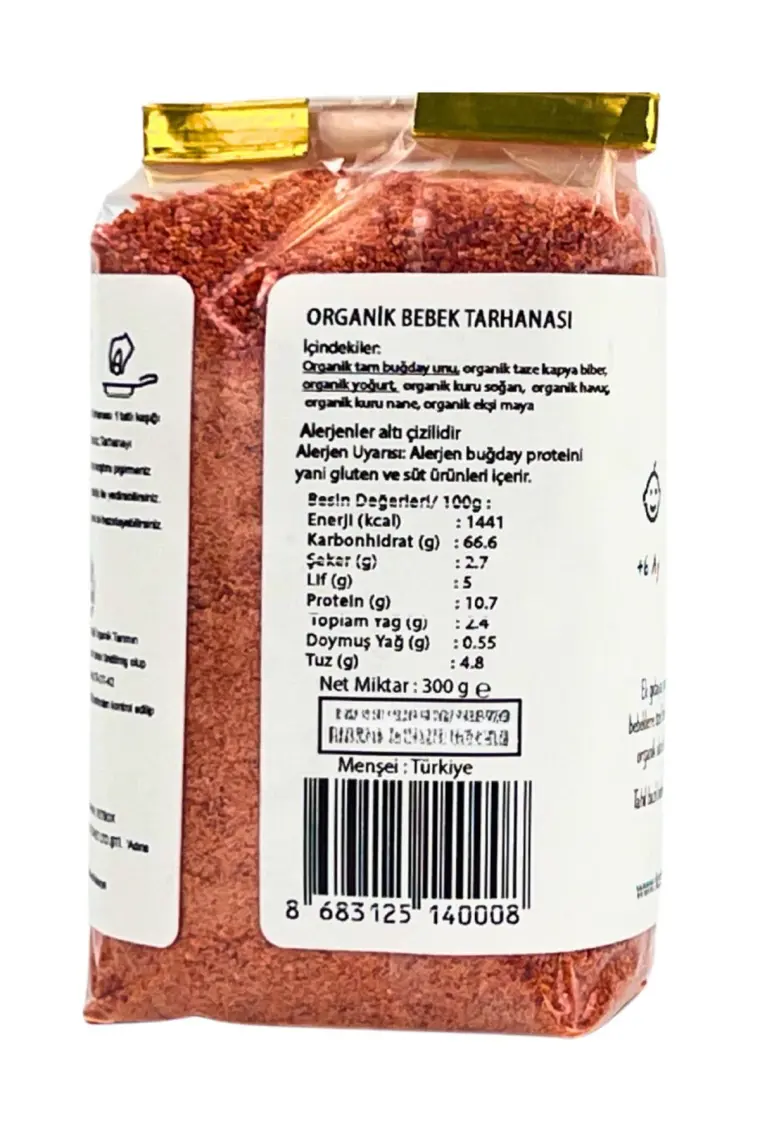Organik Yoğurtsuz Bebek Tarhanası +6 Ay 300 gr Katkısız Doğal