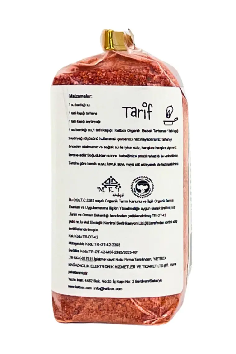 Organik Yoğurtsuz Bebek Tarhanası +6 Ay 300 gr Katkısız Doğal