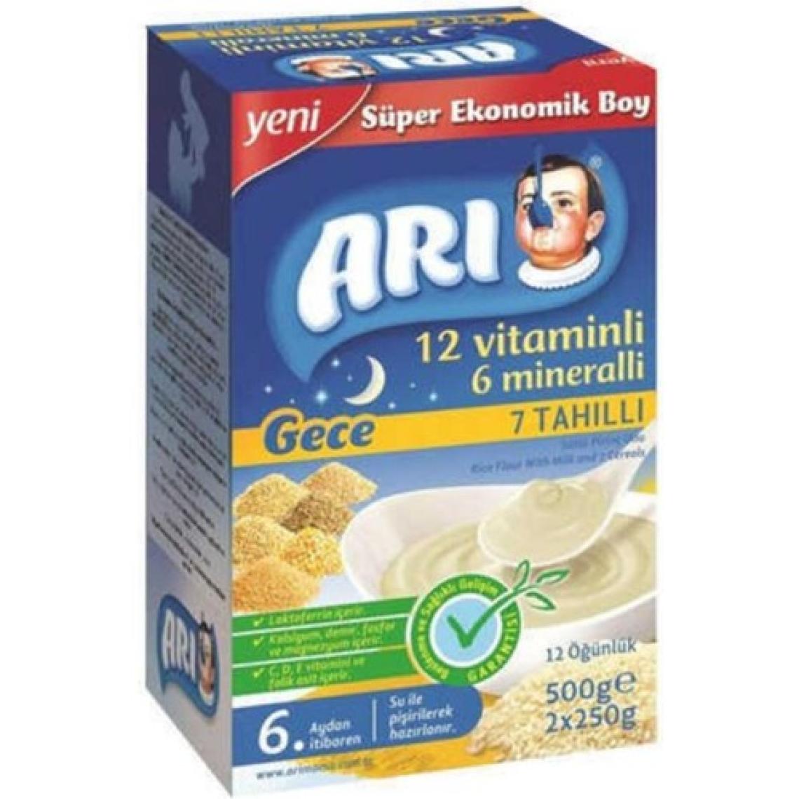 Arı Mama Gece 12 Vitaminli 6 Mineralli Sütlü 7 Tahıllı Pirinç Unu 500 gr