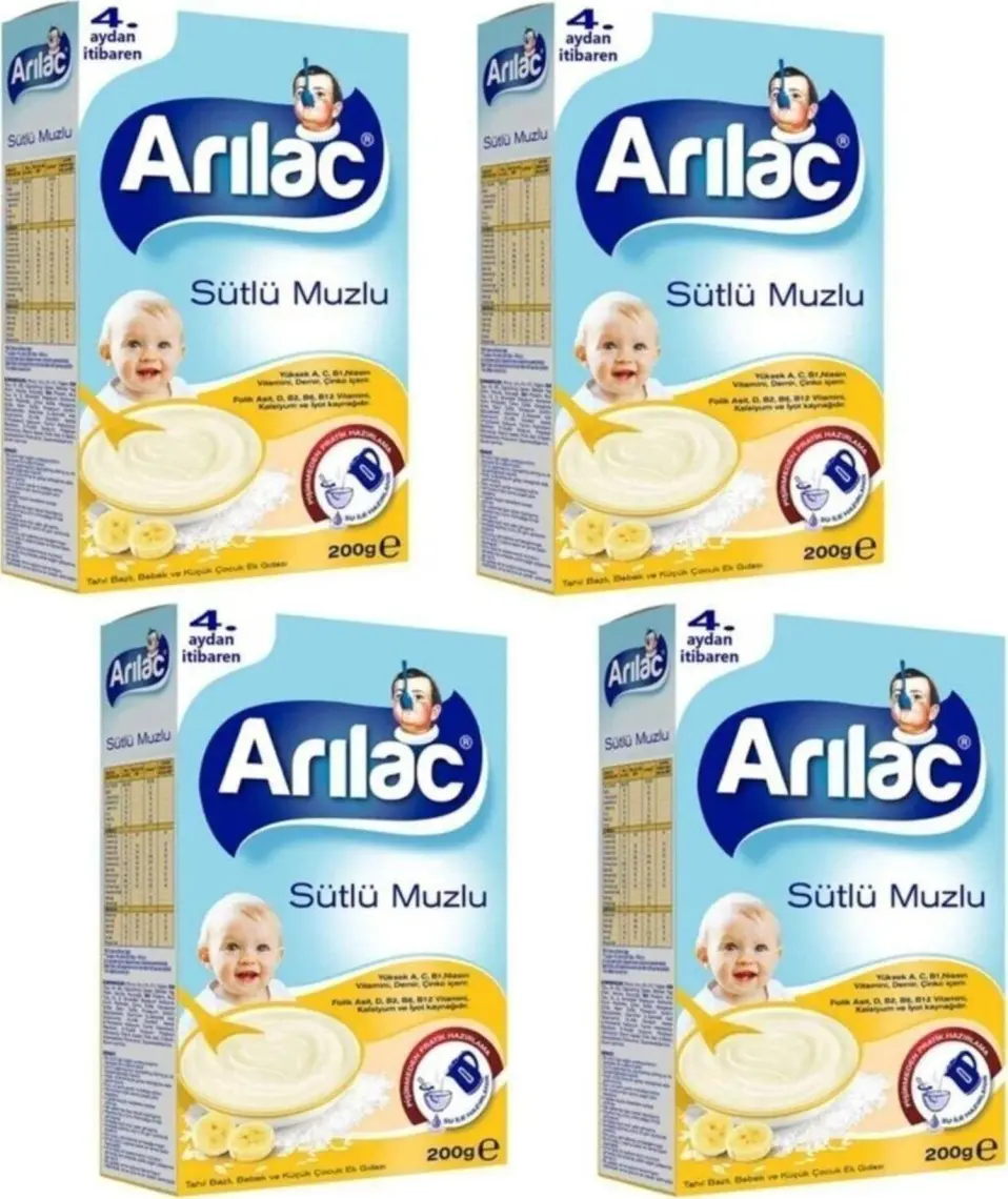 Arılac Sütlü Muzlu Bebek ve Küçük Çocuk Ek Gıdası 200 gr x 4 Adet