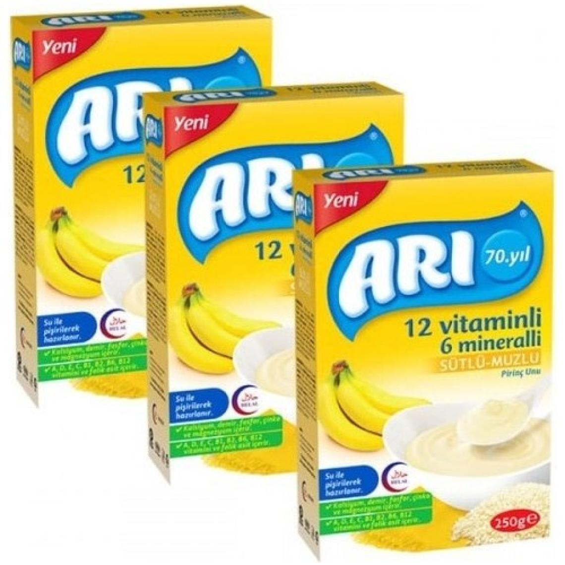 Arı Mama Arı Mama sütlü-Muzlu 12 Vitaminli 6 Minarelli 200 gr x 3 Adet