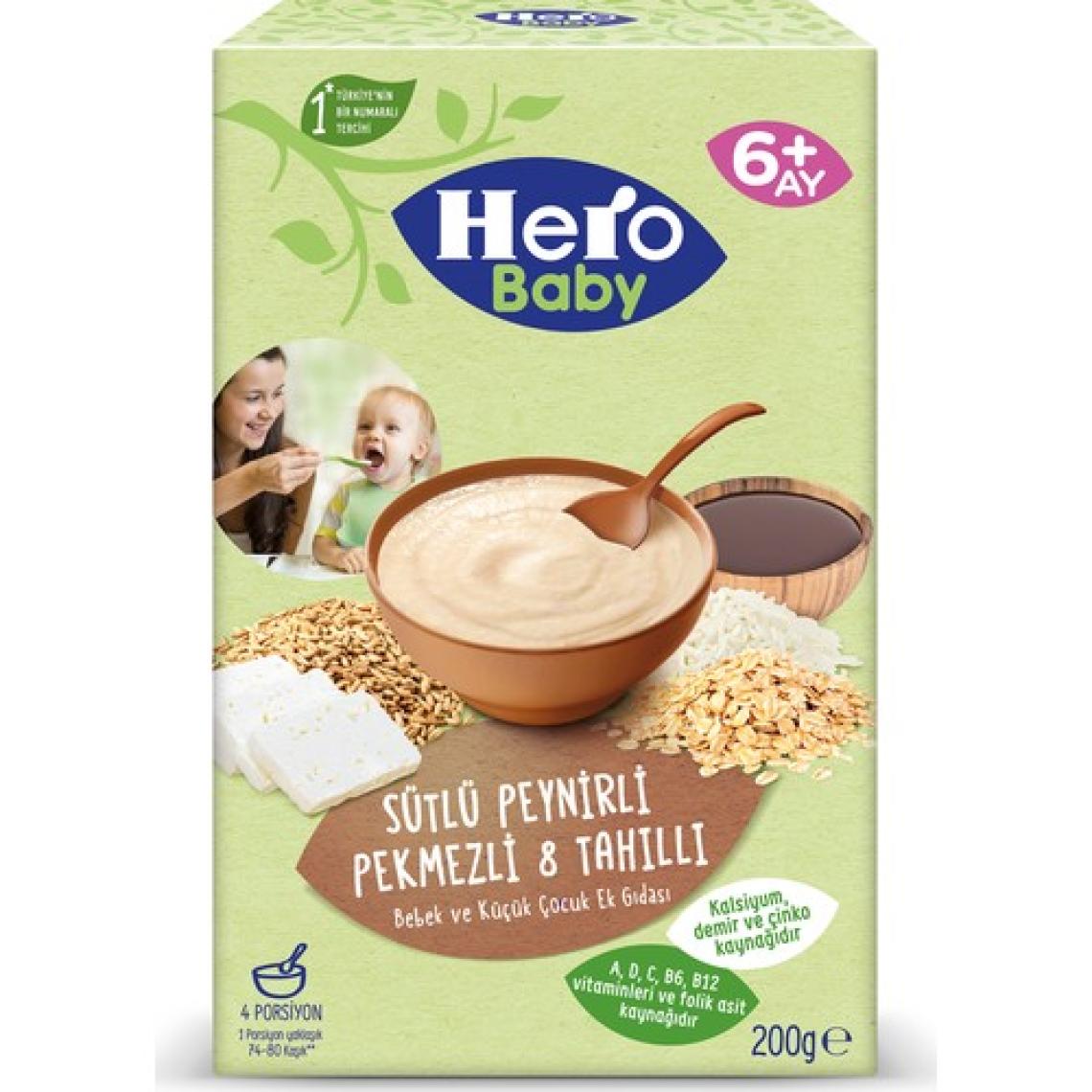 Hero Baby Sütlü Peynirli Pekmezli 8 Tahıllı 200 gr Kaşık Maması