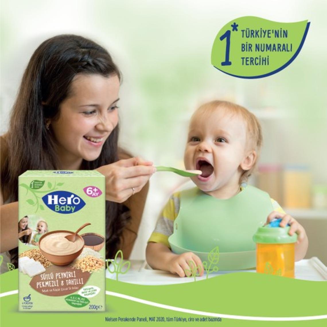 Hero Baby Sütlü Peynirli Pekmezli 8 Tahıllı 200 gr Kaşık Maması
