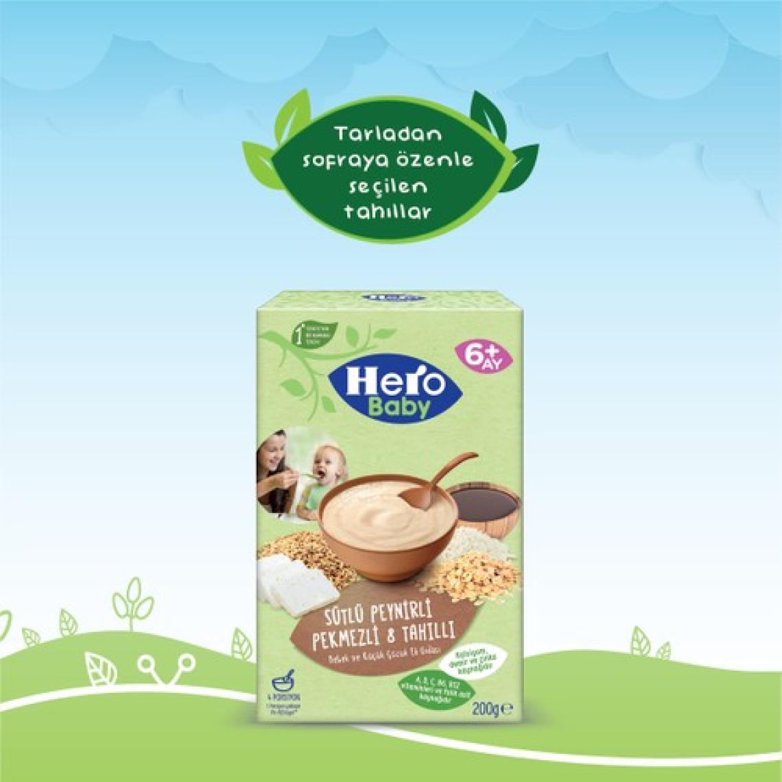 Hero Baby Sütlü Peynirli Pekmezli 8 Tahıllı 200 gr Kaşık Maması