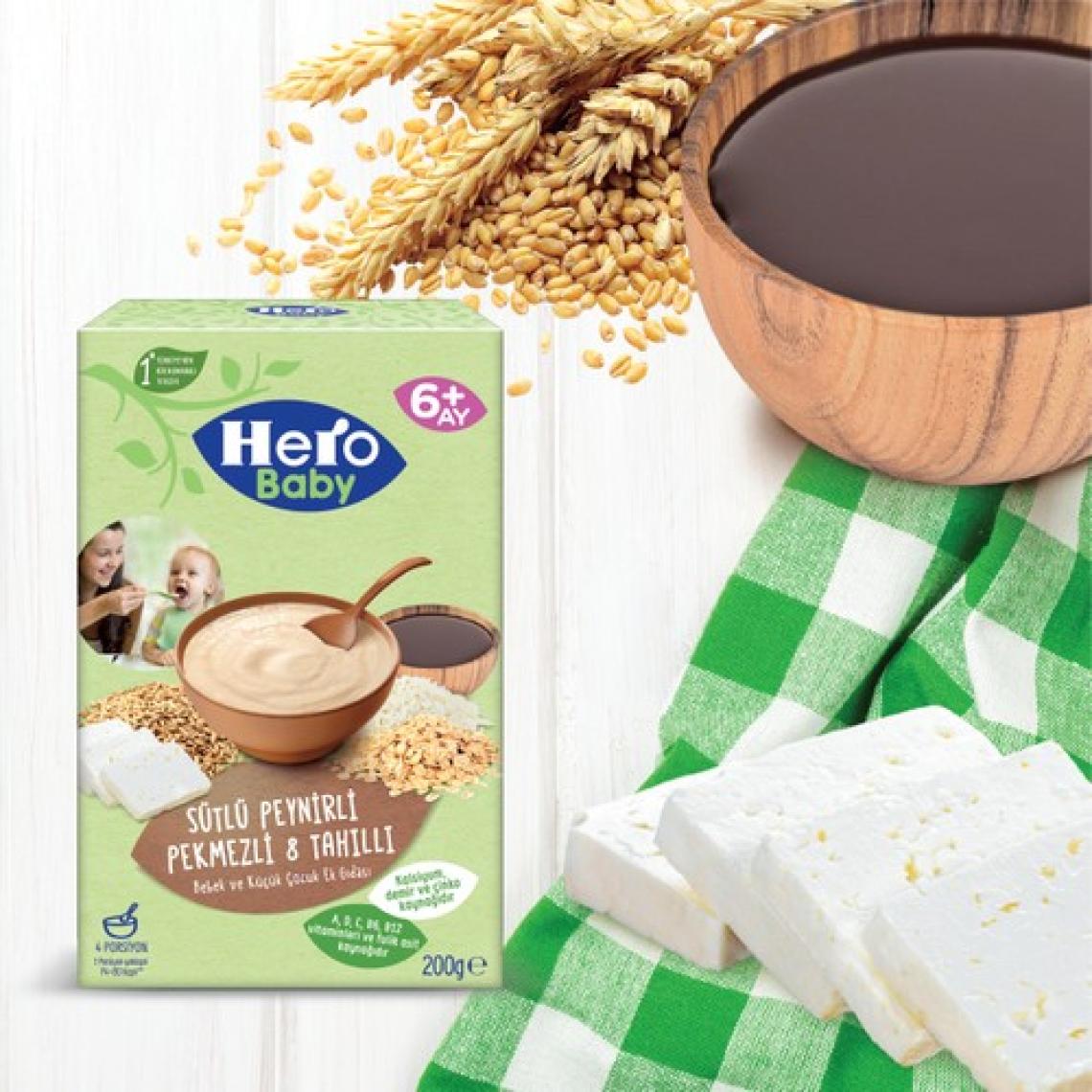 Hero Baby Sütlü Peynirli Pekmezli 8 Tahıllı 200 gr Kaşık Maması