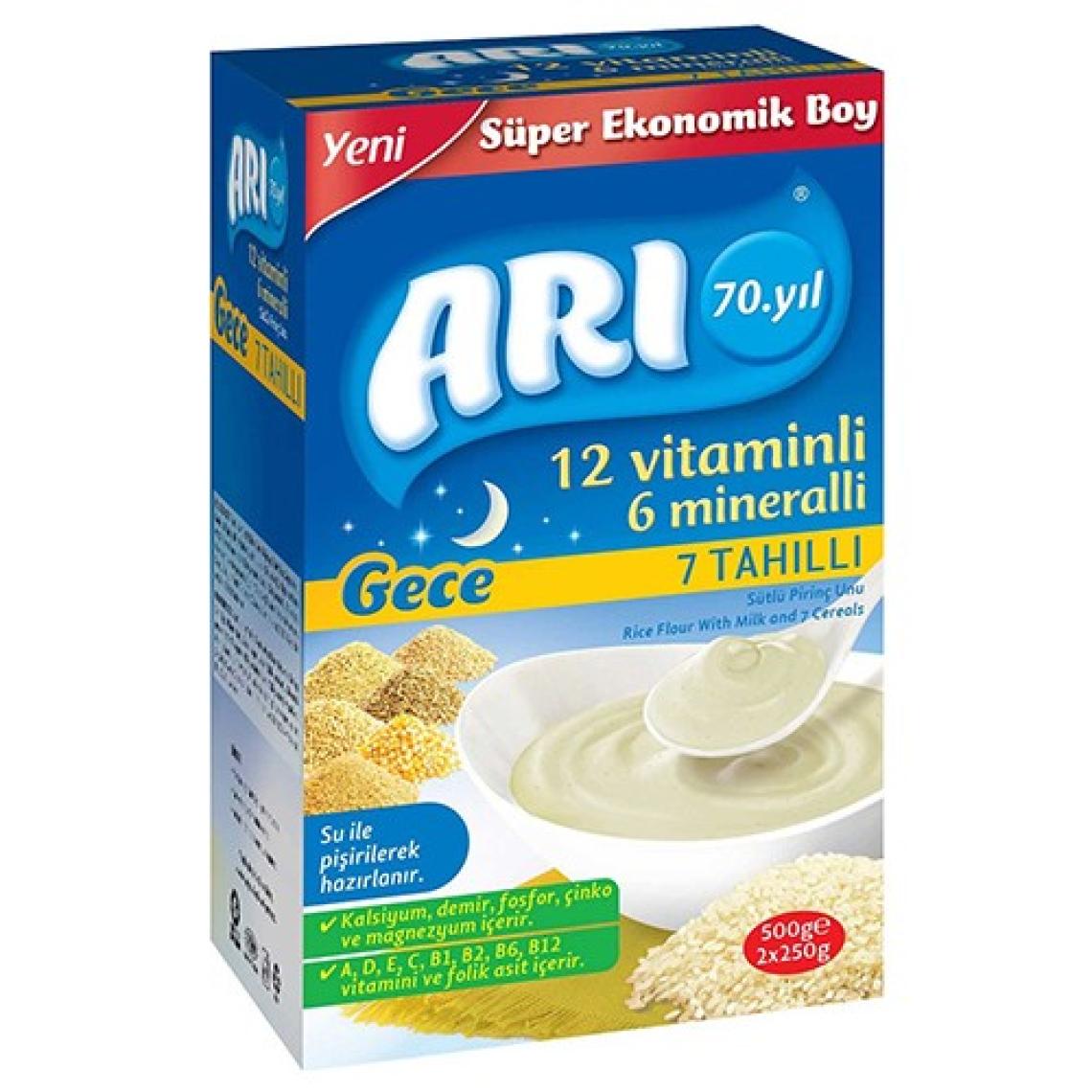 Arı 12 Vitaminlı 6 Mineralli Gece 7 Tahıllı Pirinç Unu Bebek Maması 500 gr