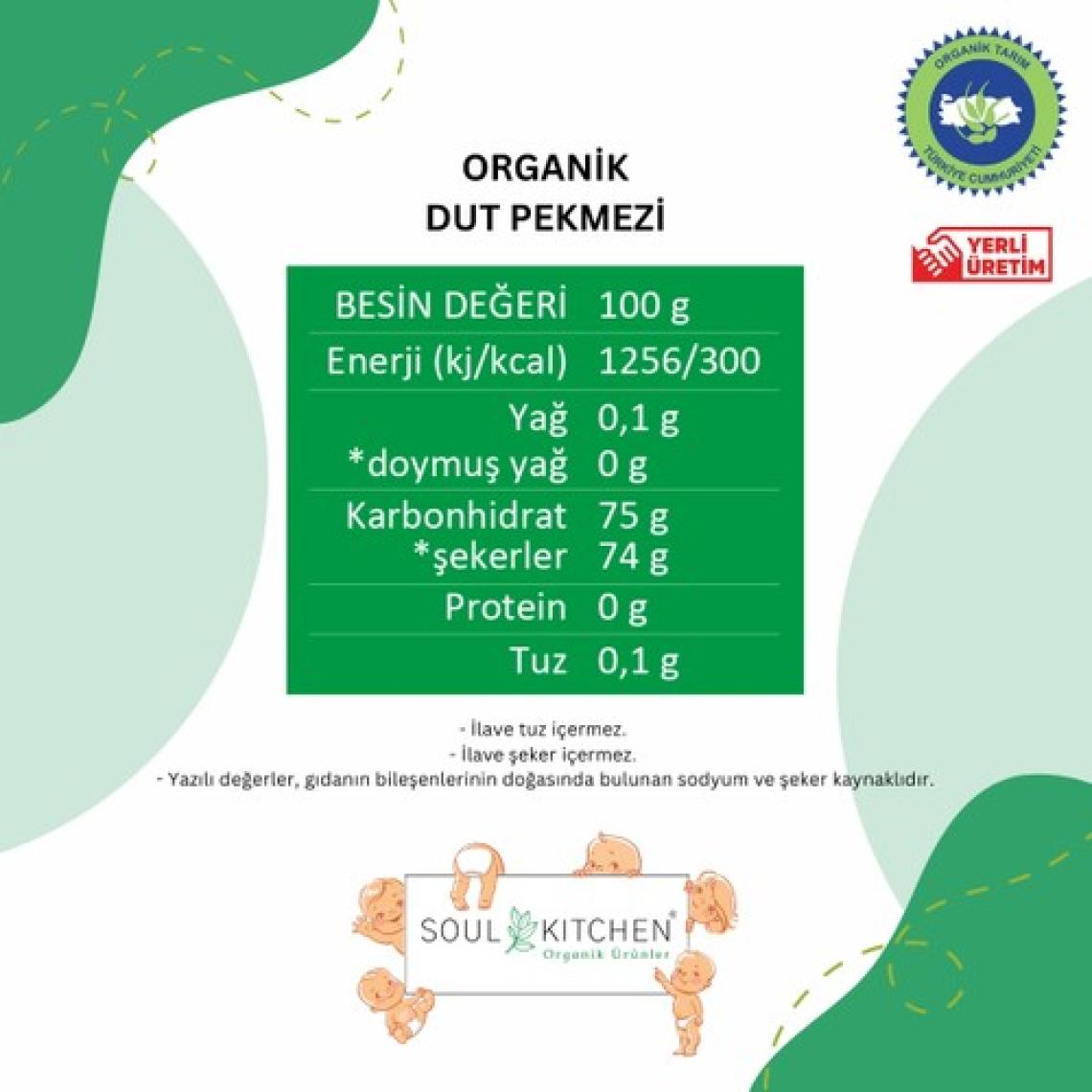 Soul Kitchen Organik Dut Pekmezi 380 gr (Soğuk Sıkım) (Şeker İlavesiz)