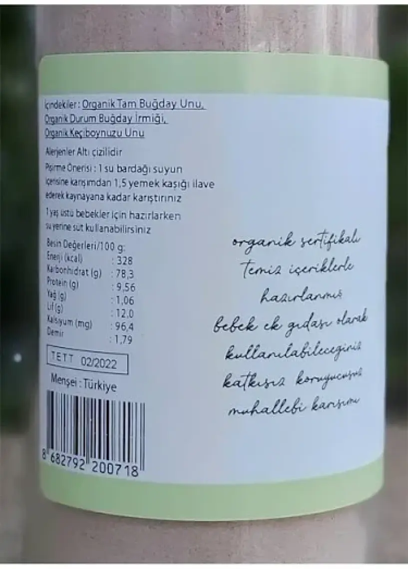 OG natural Organik Keçiboynuzlu Bebek Muhallebisi Karışımı 320 Gr