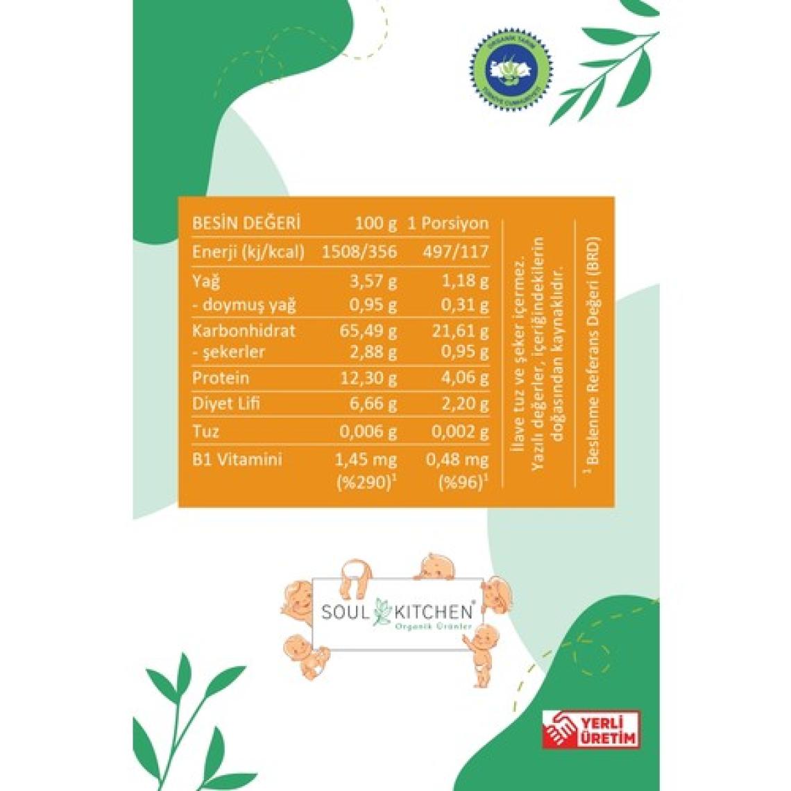 Soul Kitchen Organik 5 Tahıllı Sabah Maması Tahıl Bazlı Bebek Ek Gıdası 250GR (B1 Vitaminli)