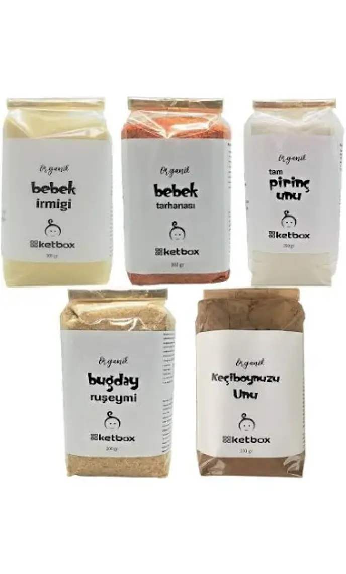 Ketbox Bebek Gıda Seti Yoğurtsuz Bebek Tarhanası,bebek Irmiği,tam Pirinç Unu,buğday Ruşeymi,keçiboynuzu Unu