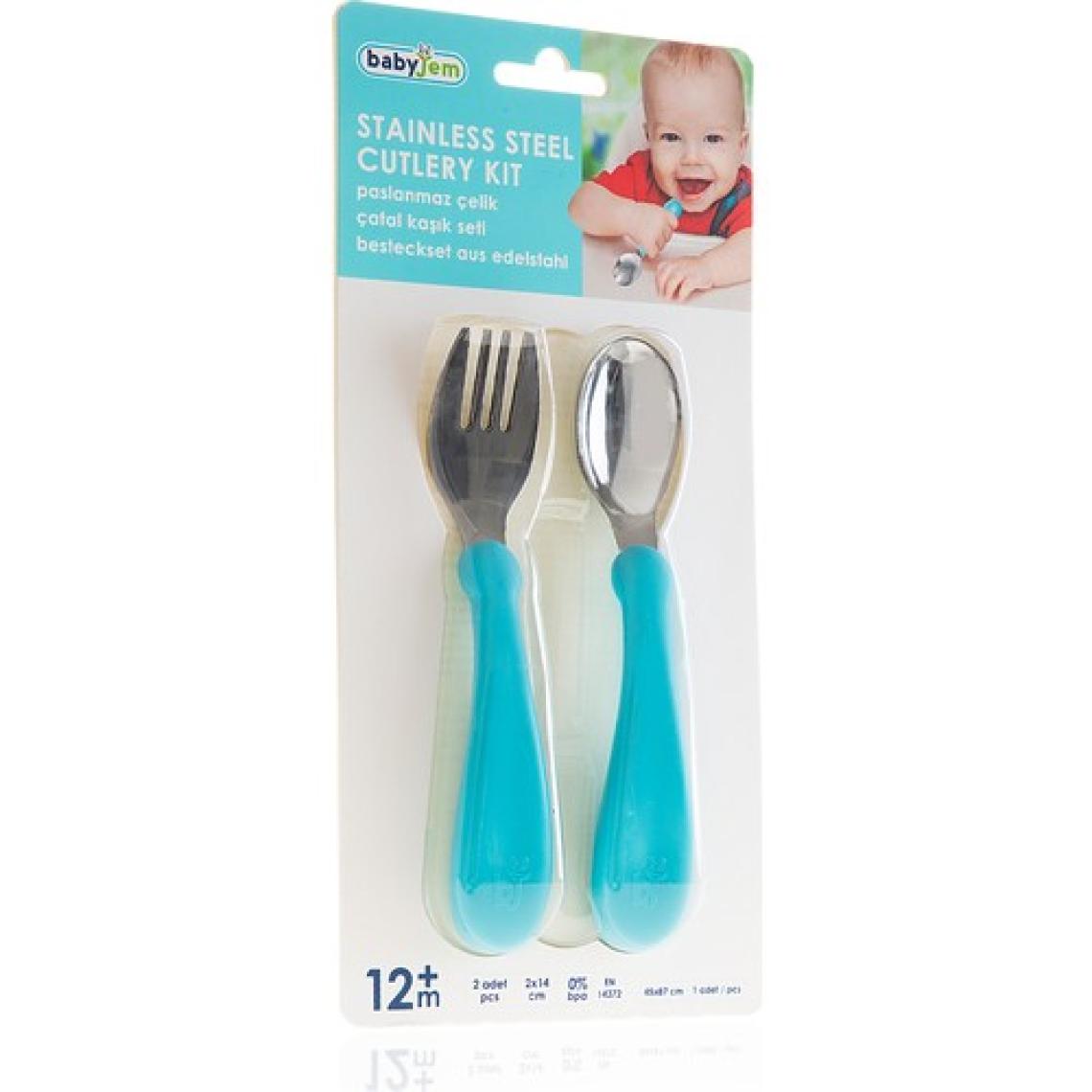 Babyjem Paslanmaz Çelik Çatal Kaşık Seti Turkuaz