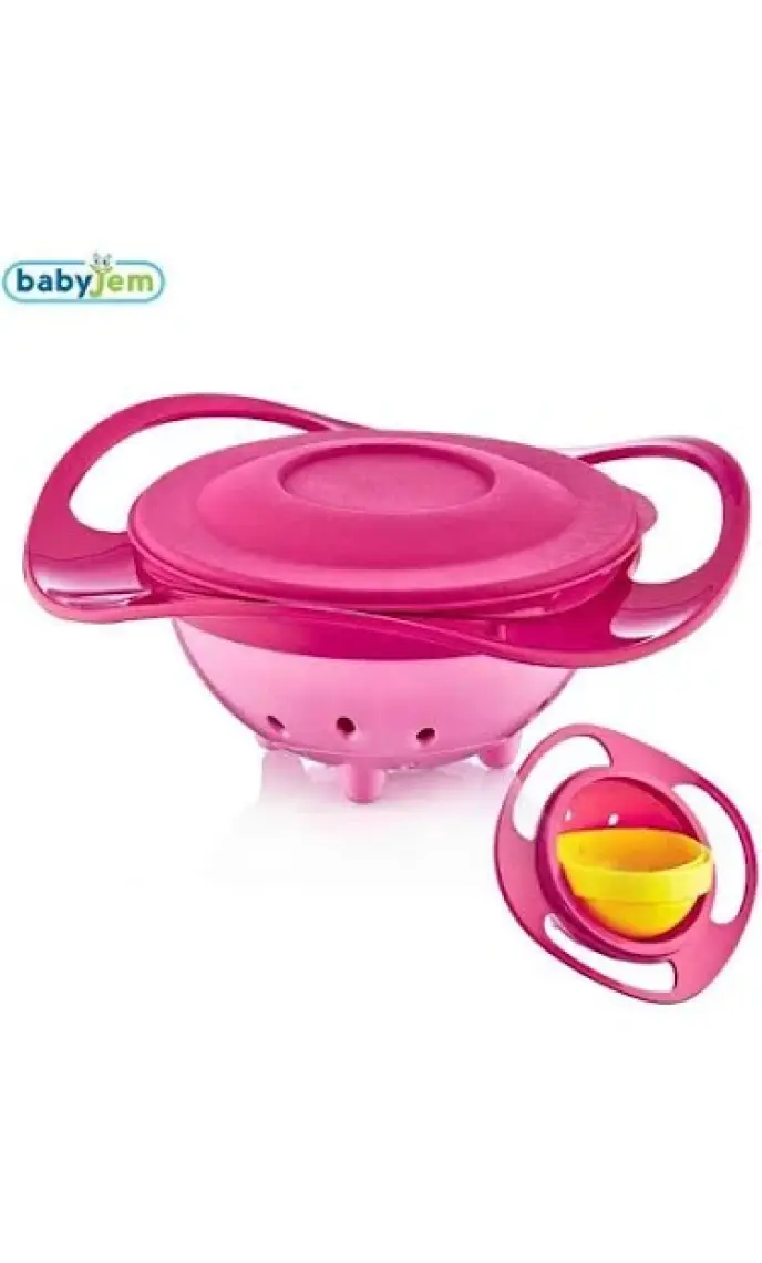 Babyjem Dökülmeyen Bebek Mama Tabağı - 360 Derece Döner Kapak, Bulaşık Makinesinde Yıkanabilir, Pembe, 6 Aydan İtibaren