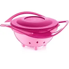 Babyjem Dökülmeyen Bebek Mama Tabağı - 360 Derece Döner Kapak, Bulaşık Makinesinde Yıkanabilir, Pembe, 6 Aydan İtibaren
