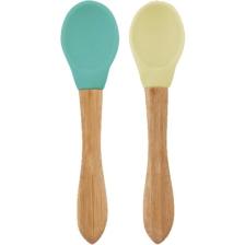 OiOi Silikon Bambu Saplı Mama Kaşığı 2li 9+ Ay Yeşil - Sarı