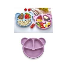 Trustmoda 2 Adet Ayıcık Şekilli Mama ve Yemek Tabağı, 3 Bölmeli, Eğlenceli Çocuk Bebek Kahvaltı ve Yemek Tabağı