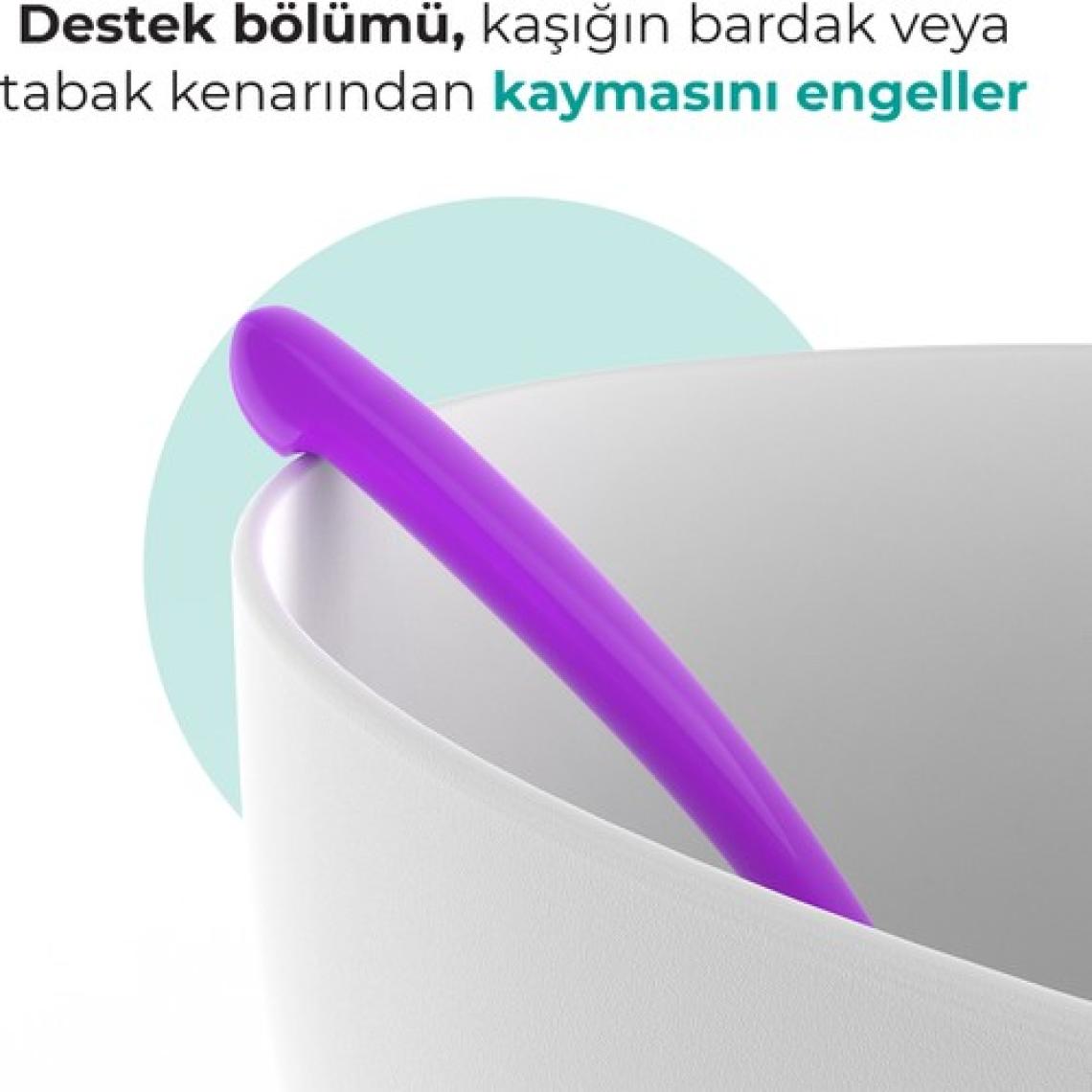 Mamajoo Ergonomik Beslenme Mama Kaşığı & Saklama Kutusu, Mor & Beyaz, İkili Set