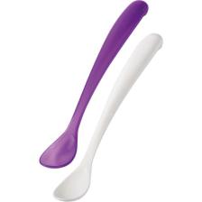 Mamajoo Ergonomik Beslenme Mama Kaşığı & Saklama Kutusu, Mor & Beyaz, İkili Set