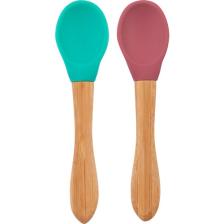OİOİ Bambu Saplı 2'li Silikon Kaşık Yeşil-Bordo