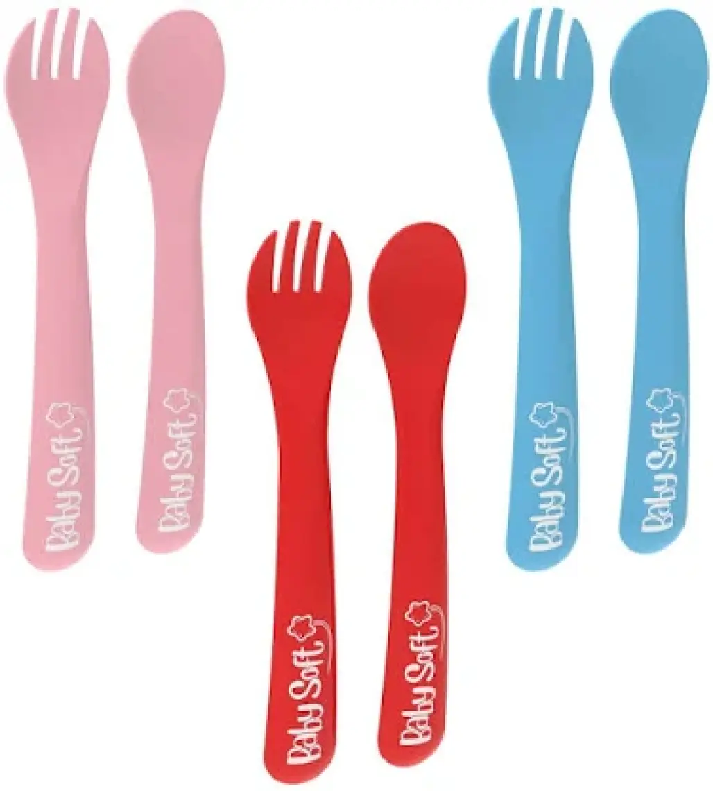BabySoft Plastik Çatal Kaşık Seti Kırmızı