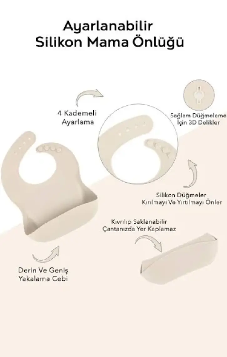Meleni Baby 2'li Silikon Bebek Beslenme Seti - Vakum Tabanlı Mama Tabağı Ayarlanabilir Mama Önlüğü