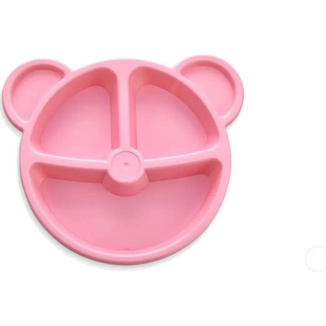 Mor Bebe Baby 3 Parça Tavşan Figürlü Çocuk Çatal Kaşık ve Mama Tabağı Seti (Pembe )