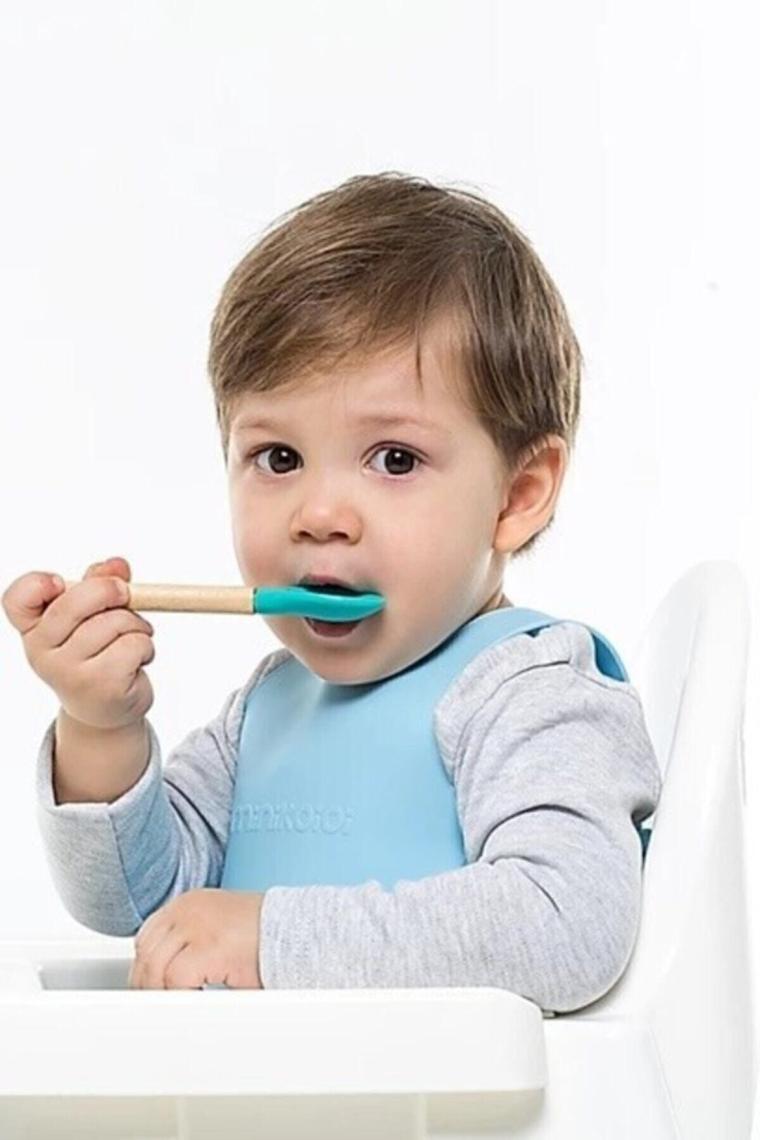 Oioi Bambu Saplı Silikon Kaşık 2li Yeşil - Bordo