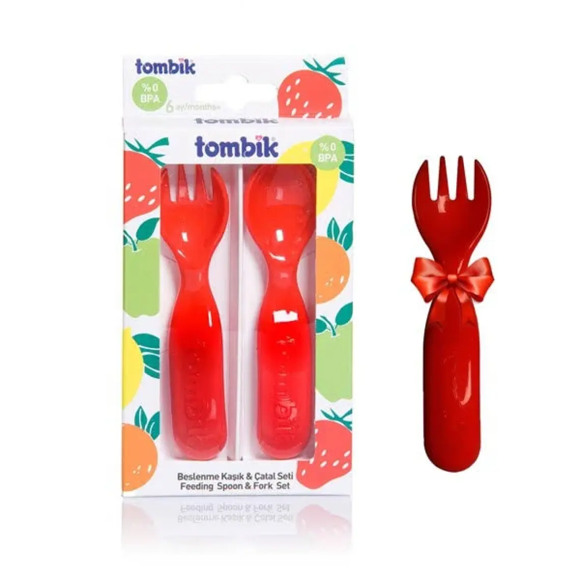 Tombik Çatal & Kaşık Seti - Çatal  / Kırmızı