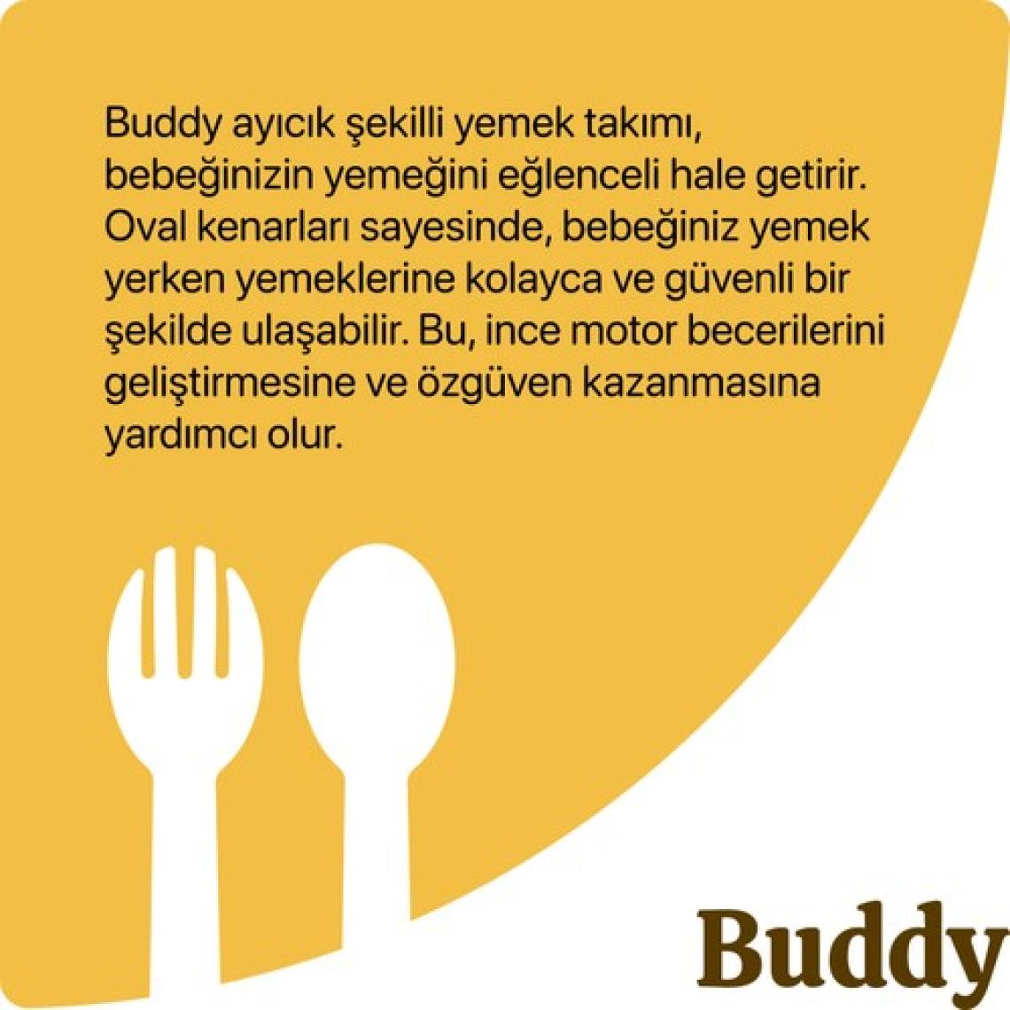 Tucklebery Buddy Mama Tabağı Seti, 1 Ayıcık Tabak + 4 Kase + Çatal-Kaşık, Bebek ve Çocuklar İçin Yemek Takımı, BPA İçermez (Bej Sarı Yeşil)