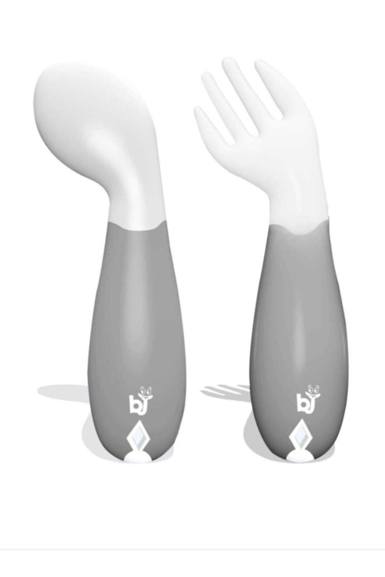 Babyjem Açılı Mama Kaşık Çatal Seti Beyaz
