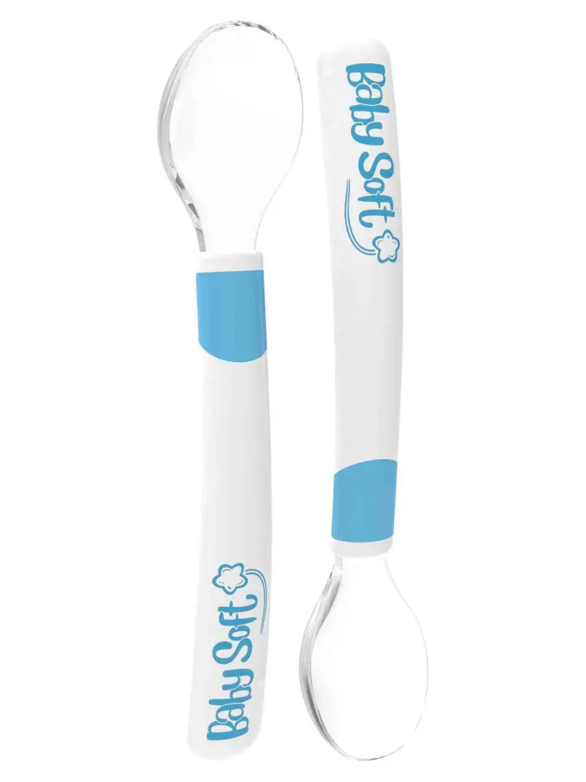 BabySoft 2'li Silikon Mama Kaşığı Mavi