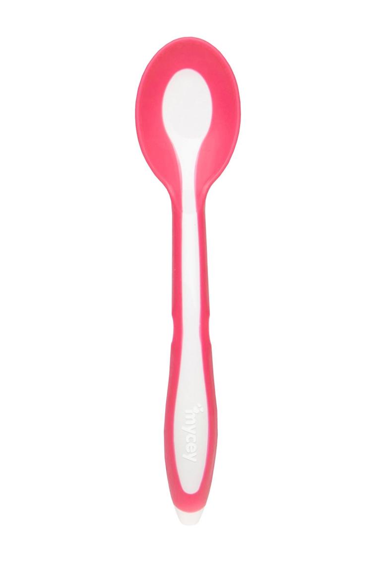 Taşıma Kutulu Mama Kaşığı - Yumuşak Uçlu - Pembe