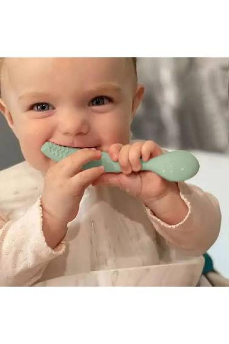 Meleni Baby 4'lü Silikon Beslenme Seti - Silikon Mama Önlüğü Kulplu Bardak Mama Kaşığı Vakum Tabanlı Tabak
