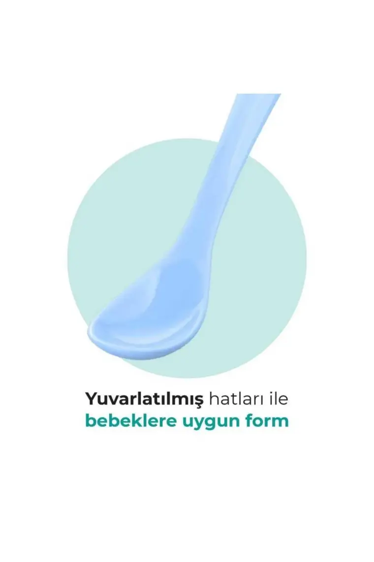 Mamajoo Ergonomik Beslenme Mama Kaşığı & Saklama Kutusu, Powder Blue, İkili Set