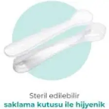 Mamajoo Ergonomik Beslenme Mama Kaşığı & Saklama Kutusu, Powder Blue, İkili Set