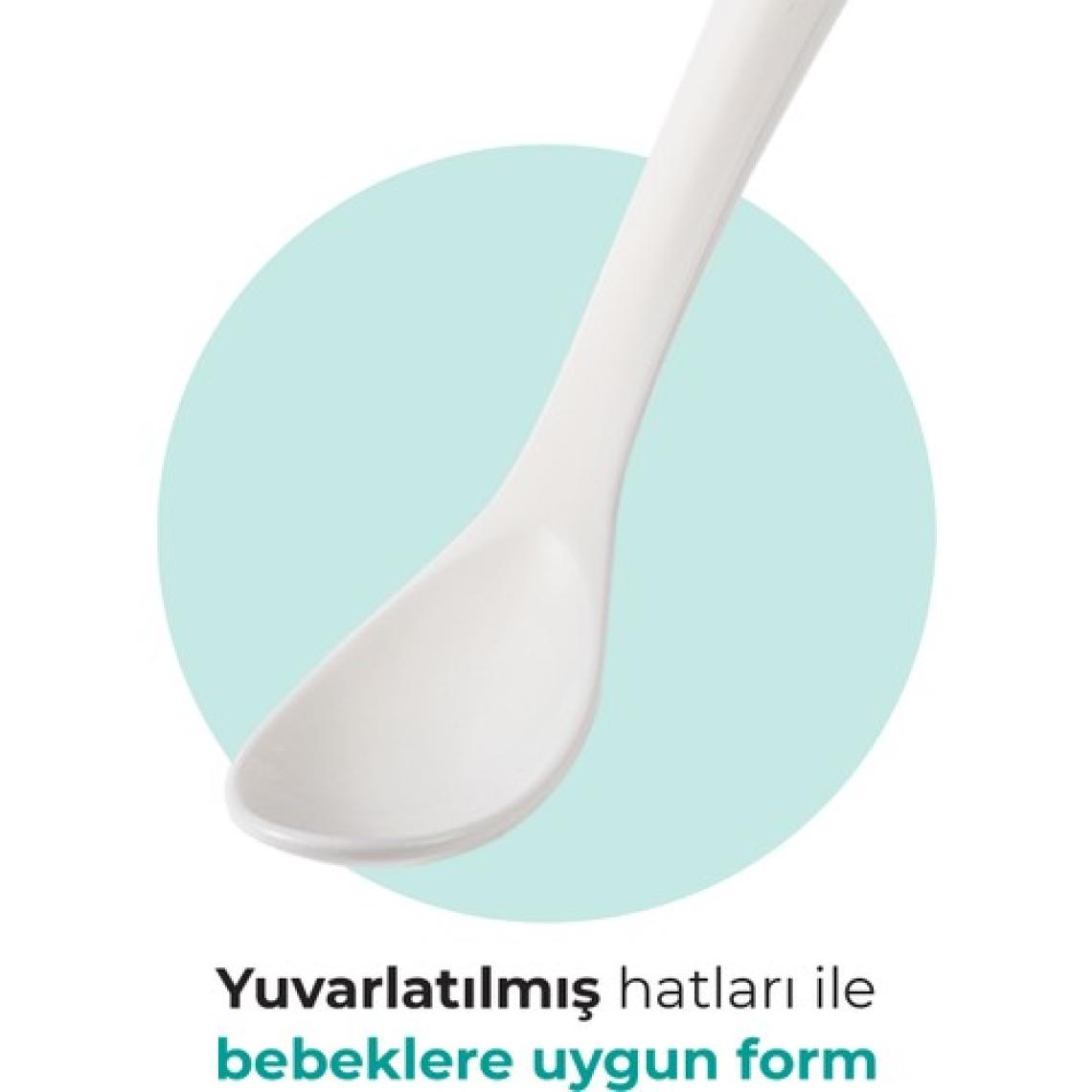 Mamajoo Ergonomik Beslenme Mama Kaşığı & Saklama Kutusu, Beyaz, İkili Set