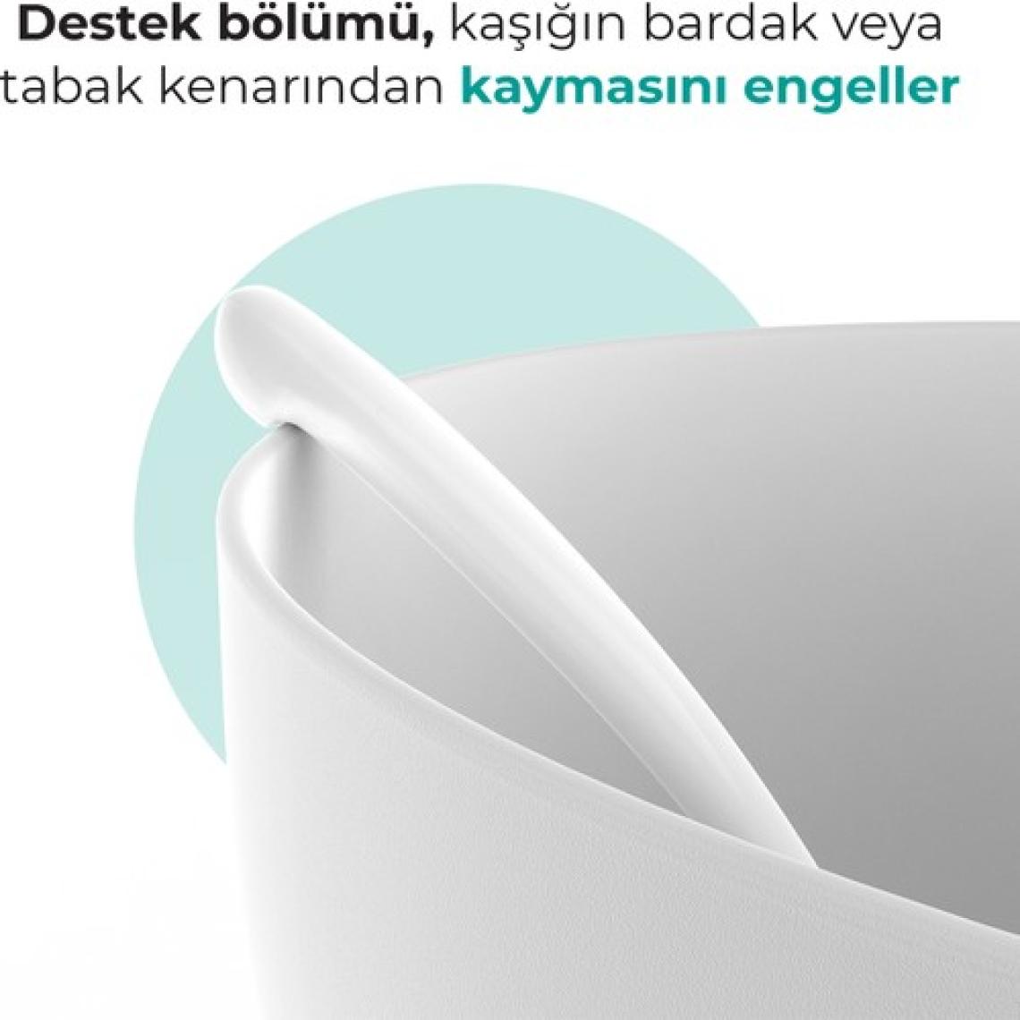 Mamajoo Ergonomik Beslenme Mama Kaşığı & Saklama Kutusu, Beyaz, İkili Set